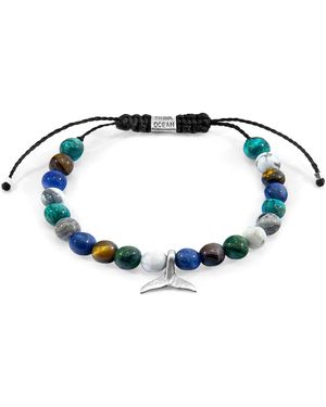 Anchor and Crew Multi-Gem Whale Macrame Bracelet Recycled - Blue