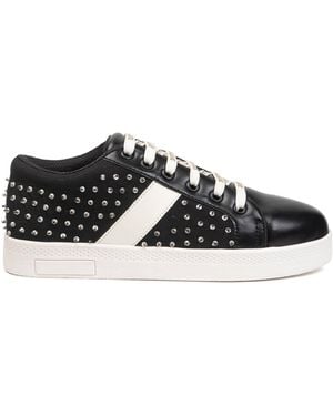 Rettrose Teri Luxury Suede Handmade Embellished Tennis Shoe - Black