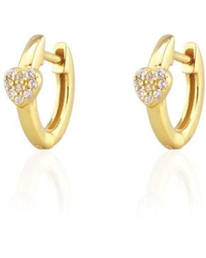 Kris Nations Heart Crystal Huggie Hoop Earrings - Metallic