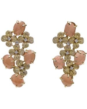 Farra Flower Agate Statement Earrings - Metallic