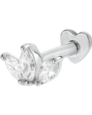 Vanhi 14K Solid Lab-Grown Diamond Lotus Flat Back Stud - White