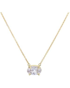 Onewildone True Love Story Oval Solitaire Necklace - Metallic
