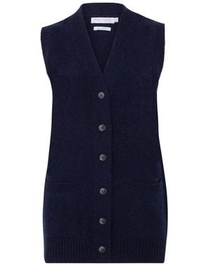 Paul James Knitwear Lambswool Laura V Neck Waistcoat With Pockets - Blue