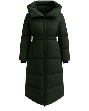 BEIRA Alexis Longline Padded Puffa Coat With Cowl Hood Midnight - Green