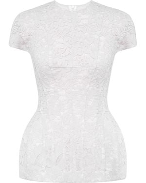 POST MERIDIEM Lace Top With A Voluminous Silhouette - White