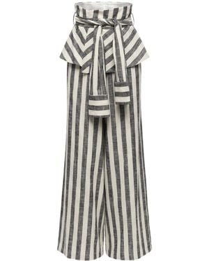 Mirimalist Sleeves Striped Maxi Trousers - Grey