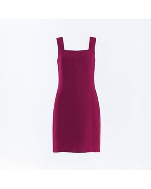 Haris Cotton Mini Linen Dress Square Neckline Pomegranate - Purple