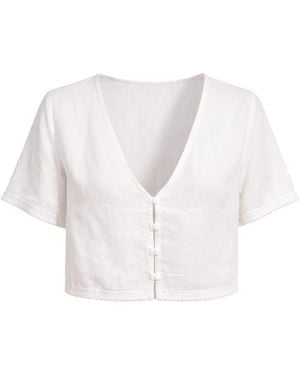 Belletage Swimwear Aloha Linen Top - White
