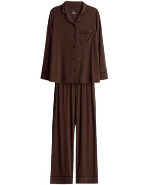 Pure Parima Soft-Knit Long Sleeve Pajama Set - Brown
