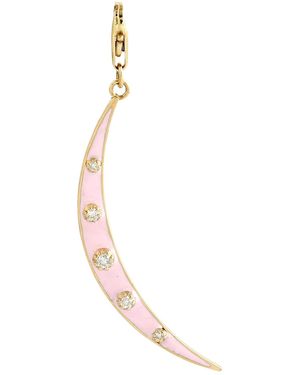 Artisan With Diamond Enamel Crescent Moon Pendant - Metallic