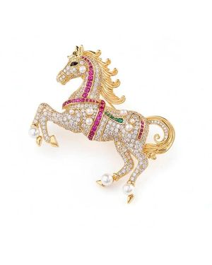 Angel Barocco Galloping Horse Brooch - Metallic