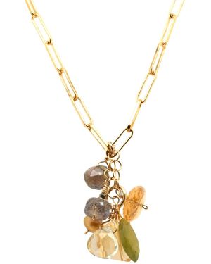 Lori Kaplan Design Long Citrine Cluster Necklace - Metallic