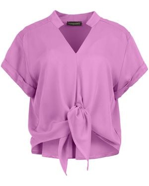 Conquista Dream Viscose Tie-Front Blouse - Purple