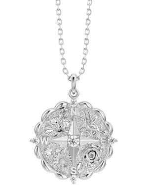 Vanimy Floral Blessing Compass Medallion Necklace - White