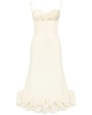 POST MERIDIEM Ivory Draped Bodice Bottom Flounced Bustier Dress - White