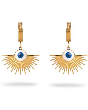 Ebru Jewelry Radiant Evil Eye Earrings - Metallic