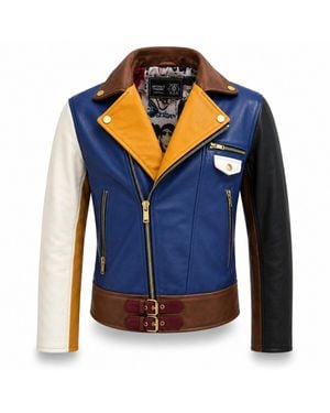 Zasta Studio Artifact Theory Biker Leather Jacket - Blue