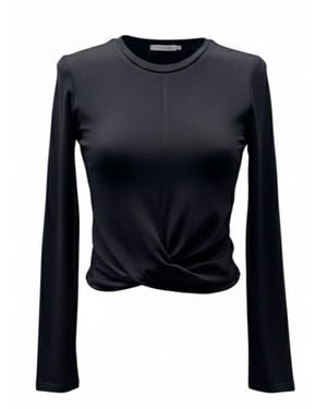 Imaatu Barbz Twisted Knot Top – Elastic Viscose Long Sleeve Crop Top - Blue