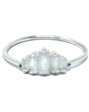 NASI SILVER Pear Aaliyah Ring- Moonstone - White