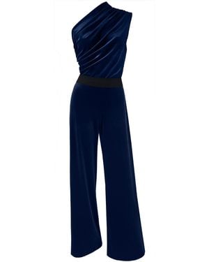 Me & Thee One Good Turn Velvet Jumpsuit - Blue