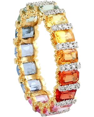 Artisan Multi-colour Sapphire & Diamond Eternity Ring - Metallic