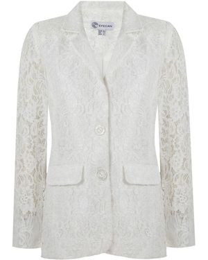 NALÈ Neutrals Sheer Lace Blazer & Pants Suit - Gray