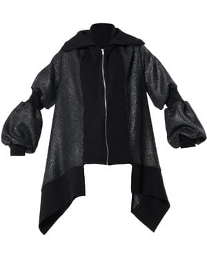 Metamorph Extravagant Asymmetrical Metallic Cardigan - Black