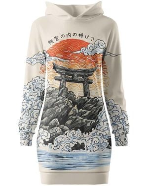 Aloha From Deer Neutrals Torii Gate Oversize Hoodie Dress - Gray