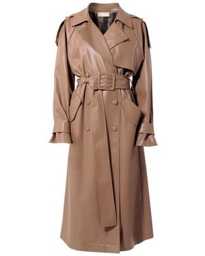 AGGI by HALEWSKI Paulin Milk Chocolate Vegan Leather Trench Coat - Brown