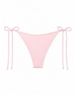 Montce Pale Blush Silkie Binded Tie-Up Bikini Bottom - Pink