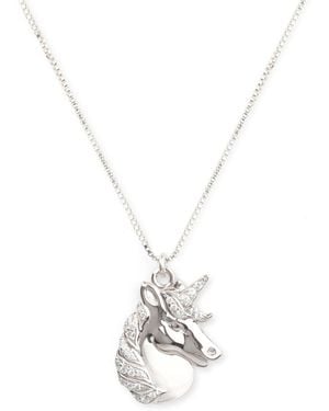 Seven Saints Mystical Unicorn Necklace, Rhodium Over Sterling - Metallic
