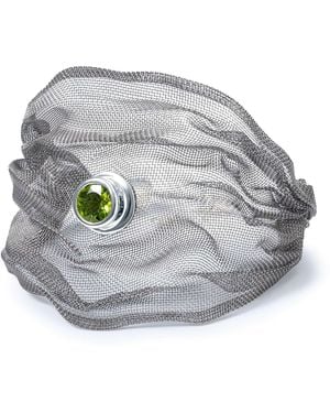 German Kabirski Amiya Limited Edition & Titanium Mesh Bracelet With Natural Peridot - Grey