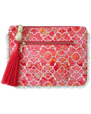 Sophia Alexia Marble Mosaic Clutch Bag - Red