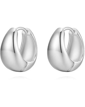 Cote Cache Bold Teardrop Huggie Hoop Earrings - Metallic