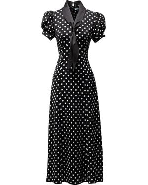 Tuva Collection Ascot Polka Dot Dress - Black