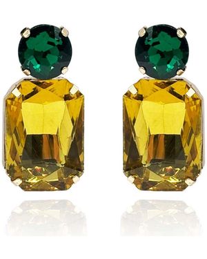 Michael Nash Jewelry Adelle Topaz Crystal Ocatgon And Emerald Round Stone Drop Earrings - Yellow