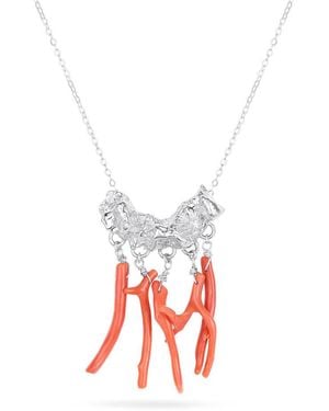 Arianne Delaney Vibrant Coral Statement Necklace - Red