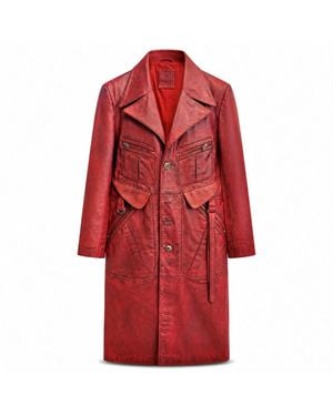 Zasta Studio The Planet Long Coat Leather Jacket - Red