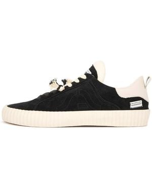 Springa | Unique Vulcanized Sneakers Italian Handmade Wavy Suede Logo - Black