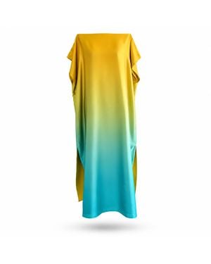 Belyed Handcraft Moralie – Ombré Silk-Lined Floor-Length Kaftan By Belyed - Green