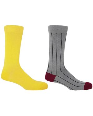 Peper Harow - Made in England Sunshine Classic & Ash Pin Stripe Socks - Gray