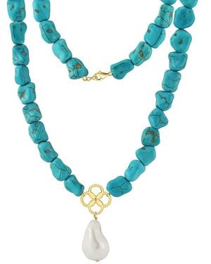 Shaded the Label Olyssa & Pearl Droplet Necklace - Blue