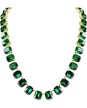Laura Gray Emerald Crystal Square Cut Necklace - Green
