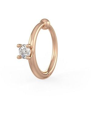 Cervin Blanc Rose Solitaire Diamond Nose Hoop Ring Nasal Piercing Clicker - White