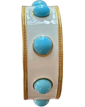 Laura Gray Enamel Glass Wide Bangle - Blue