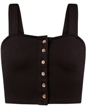 Known Supply Cropped Button Tank - Black