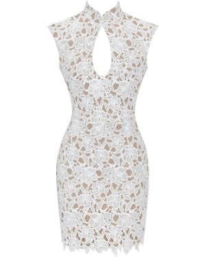 Miss Circle New York Quinley Cotton Lace Teardrop Neckline Mini Dress - Metallic