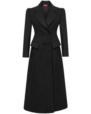 Mandragora Wool Double Breasted Long Coat Thoren - Black