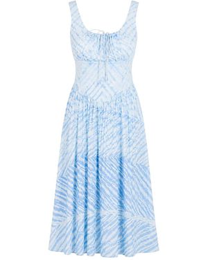 Charkha & Loom Rhea Milkmaid Midi Dress - Blue