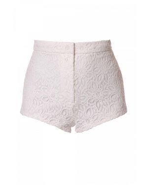 AGGI by HALEWSKI Cori Off Floral Pattern Lace Micro Shorts - White